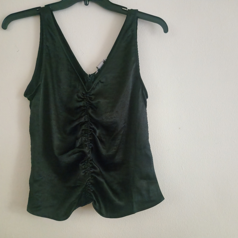 H&M top rushed satin top black sizes M, L, XL BNWT - Picture 2 of 10